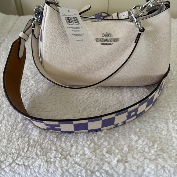Coach Teri Checkerboard with straps with Corner Zip Wristlet and Snap Wallet .
